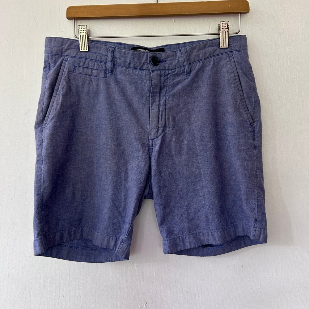 Nordstrom Mens Slim Fit Chino Shorts Blue Cotton Stretch Size 31W Preppy Luxe